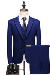 Navy Blue Simple Formal Tuxedo Slim fit Men Suits online-Ballbella