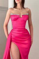 New Arrival Sleeveless Sequins A-line Slit Prom Dress-Ballbella