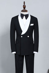 New Black And White Slim Fit Bespoke Wedding Suit For Grooms-Ballbella