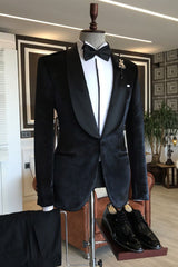 New in Bespoke Velvet Shawl Lapel Slim Fit Wedding Tuxedox-Ballbella