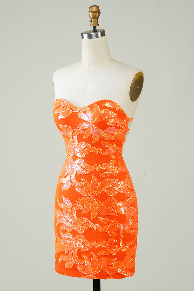 Orange Strapless Tight Homecoming Dress-Ballbella