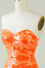 Orange Strapless Tight Homecoming Dress-Ballbella