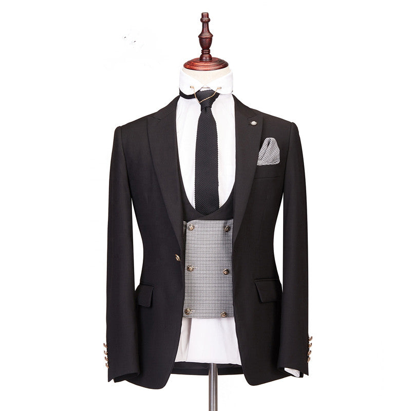 Peaked Lapel Three-piece Best Fitted Men Suits for Wedding-Ballbella