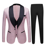 Pink Shawl Lapel Dot Wedding Men Suits Online-Ballbella