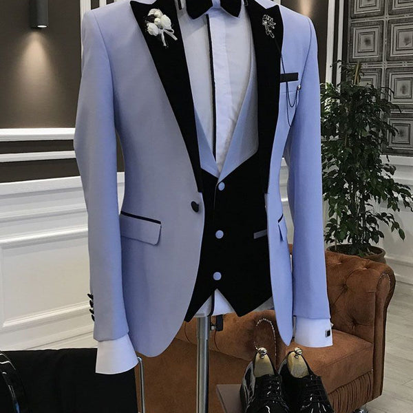 Designer Grid Men Suits Three-Piece Notch Lapel Slim Fit Prom Suit –  Ballbella