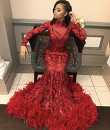 Ballbella offers Red Mermaid Sequins Long Sleevess High Neck Prom Dresses at a cheap price from Same as Picture, Gold, Royal Blue, Black,  Sequined to Mermaid hem. Gorgeous yet affordable Long Sleevess Prom Dresses, Evening Dresses.