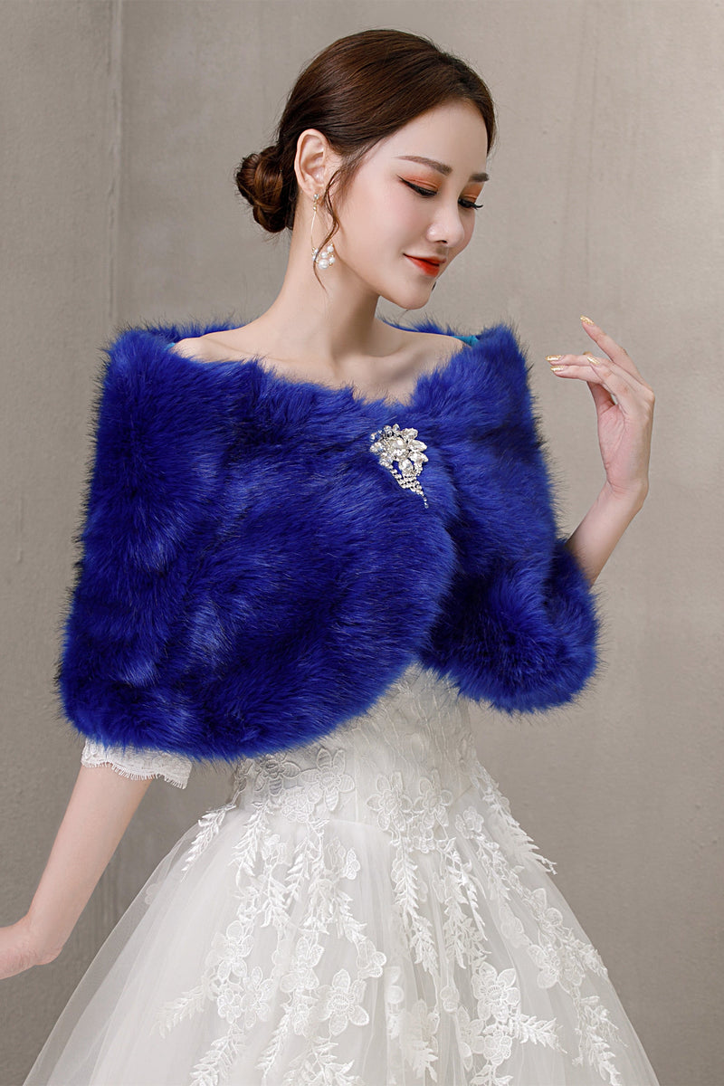 Royal Blue Ball-Style Wedding Gown Shawl-Ballbella