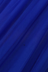 Royal Blue Off-the-shoulder Sweetheart Beaded Flowers Ball Gown Tulle Prom Dresses-Ballbella