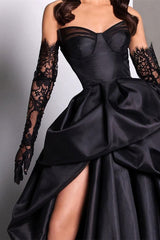 Sexy Black Sweetheart Mermaid Prom Dress Long With Slit Online-Ballbella