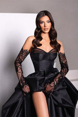 Sexy Black Sweetheart Mermaid Prom Dress Long With Slit Online-Ballbella