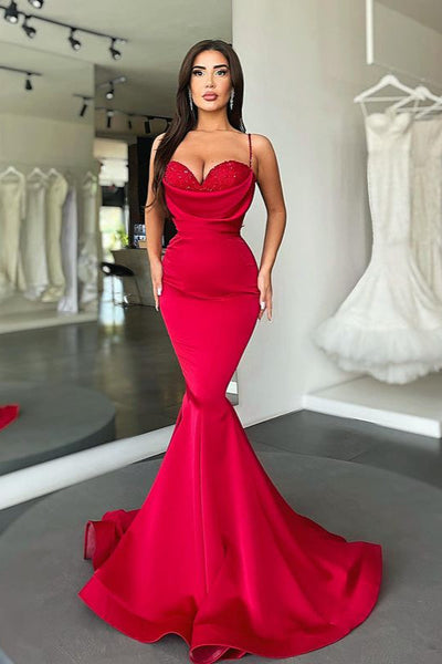 Long red mermaid prom dresses hotsell