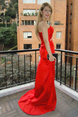 Sheath Sweetheart One-shoulder Floor Length Chiffon Rhinestone Evening Dress-Ballbella