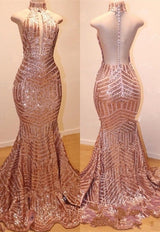 Ballbella offers Shiny High Neck Sleeveless Sequins Mermaid Prom Dresses at a cheap price from Sequined to Mermaid Floor-length hem.. Click in to check our Gorgeous yet affordable shiny Real model dresses.