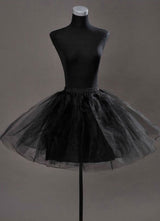 Short Black Taffeta A Line Boneless Two Tier Wedding Petticoats-Ballbella