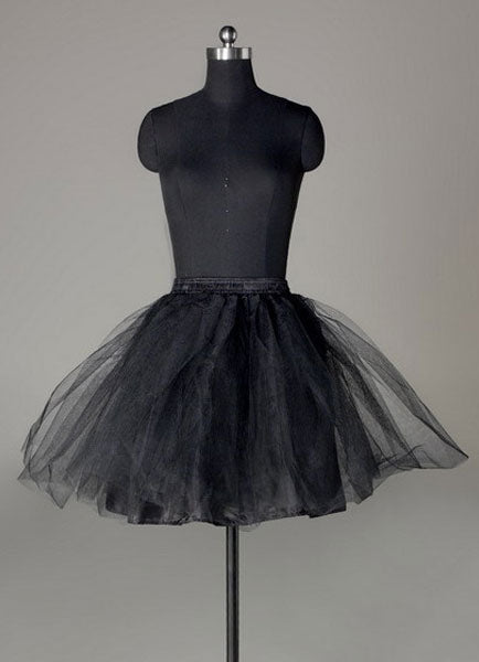 Short Black Taffeta A Line Boneless Two Tier Wedding Petticoats-Ballbella