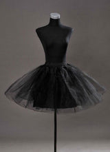 Short Black Taffeta A Line Boneless Two Tier Wedding Petticoats-Ballbella