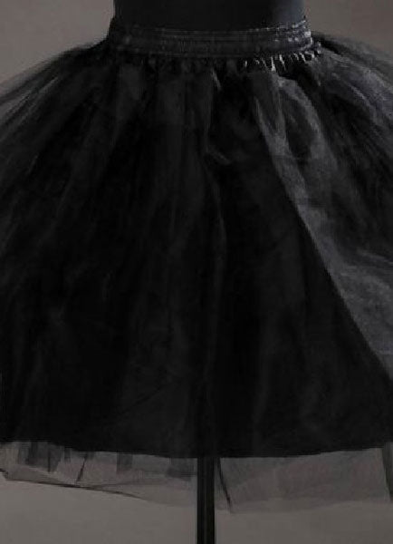 Short Black Taffeta A Line Boneless Two Tier Wedding Petticoats-Ballbella