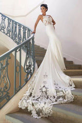 Spaghetti Strap Lace Wedding Dress Online with Chapel Train-Ballbella