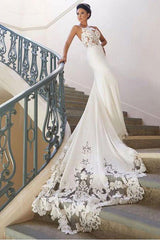 Spaghetti Strap Lace Wedding Dress Online with Chapel Train-Ballbella