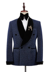 Buy Sparkle Dark Navy Black Shawl Lapel Double Breasted Wedding Suits for men from Ballbella. Huge collection of Shawl Lapel Double Breasted Men Suit sets at low offer price &amp; discounts, free shipping &amp; made. Order Now.