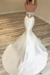 Strapless Appliques Wedding Dresses Classic Mermaid Open Back Dresses for Weddings-Ballbella