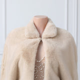 Stylish Mid-length Faux Fur Batwing Cape-Ballbella