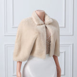 Stylish Mid-length Faux Fur Batwing Cape-Ballbella