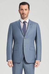 This Superior Blue Stripes Light Blue Business Mens Suits at Ballbella comes in all sizes for prom, wedding and business. Shop an amazing selection of Peaked Lapel Single Breasted Light Blue mens suits in cheap price.