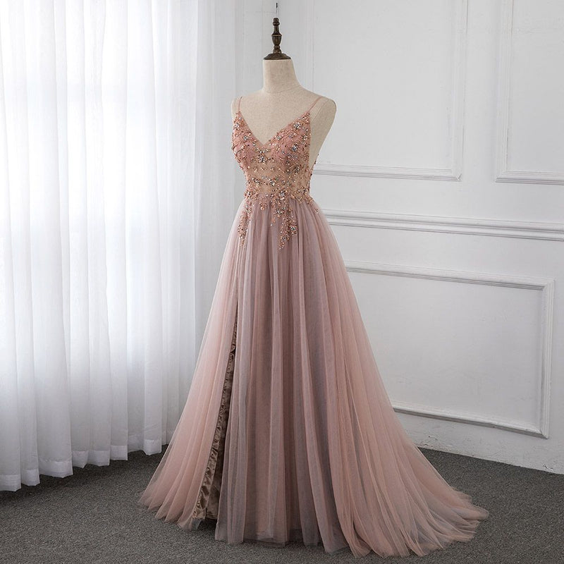 Unique Sweetheart Gold Tulle Ruffles Spaghetti Straps Long Prom Dress –  BallGownBridal