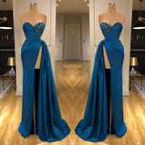 Sweetheart Lace Appliques Prom Dress Long With Split-Ballbella