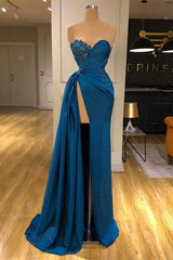 Sweetheart Lace Appliques Prom Dress Long With Split-Ballbella