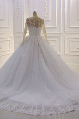 Trendy Sweetheart Long Sleevess Ivory Ball Gown Wedding Dress-Ballbella