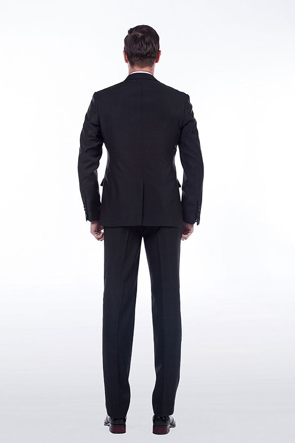 This Unique Silk Peak Lapel Two Buttons Solid Black Wedding Suits for Men at Ballbella comes in all sizes for prom, wedding and business. Shop an amazing selection of Peaked Lapel Single Breasted Black mens suits in cheap price.