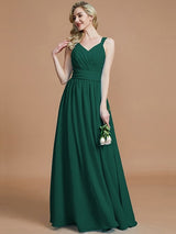 A-Line Charming V-neck Chiffon Sleeveless Bridesmaid Dresses