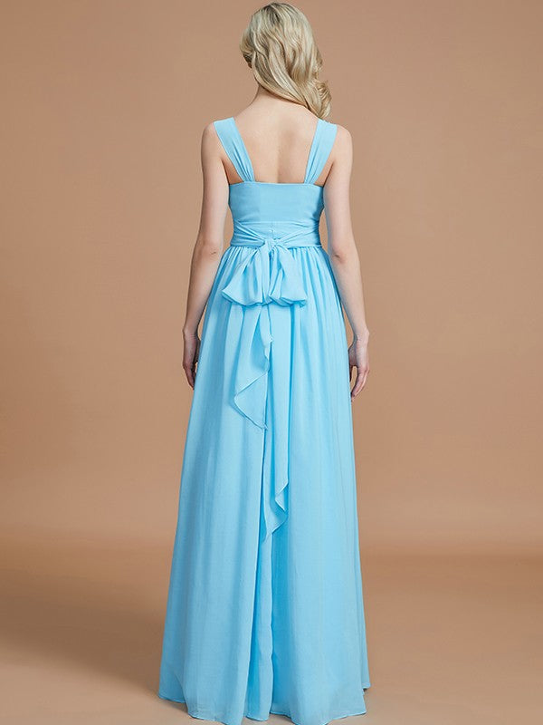 A-Line Charming V-neck Chiffon Sleeveless Bridesmaid Dresses