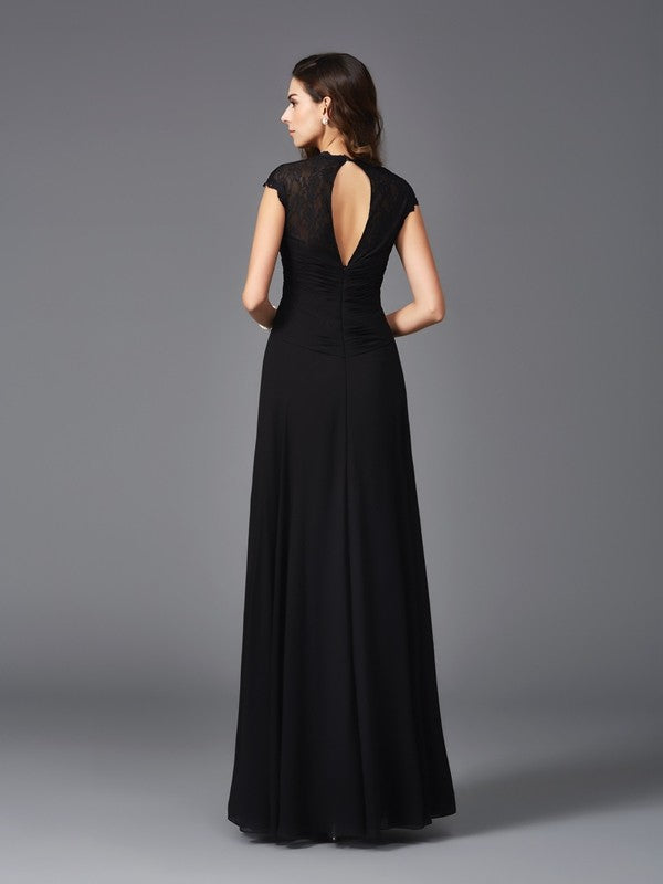 A-Line Charming V-neck Sleeveless Long Chiffon Bridesmaid dresses