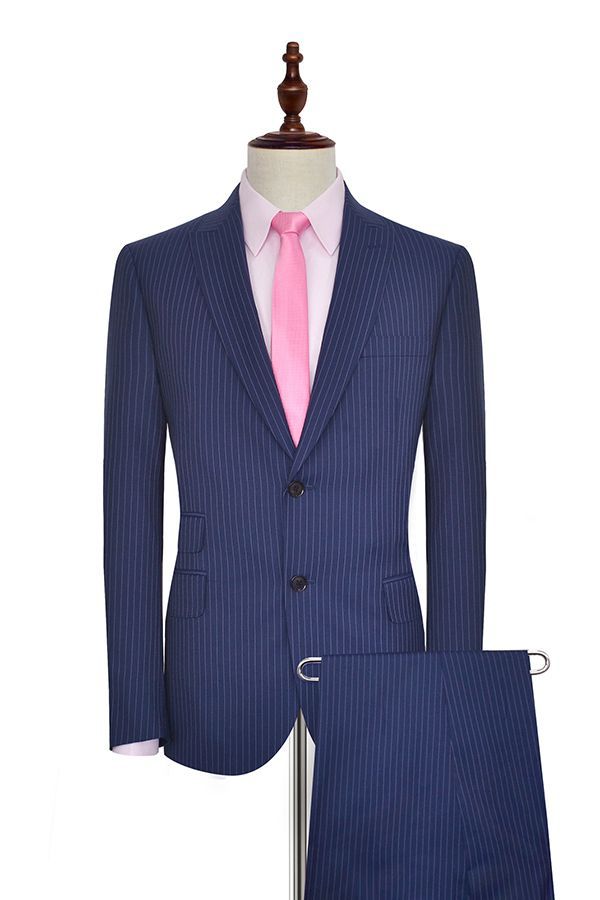 Ballbella has various Custom design mens suits for prom, wedding or business. Shop this Vertical Stripes Peak Lapel Mens Suits for Business, Two Buttons Navy Blue Suits for Men with free shipping and rush delivery. Special offers are offered to this Dark Navy Single Breasted Peaked Lapel Two-piece mens suits.