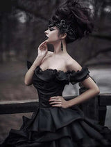 Vintage Black princess wedding dresses with Luxurious Ruffless-Ballbella