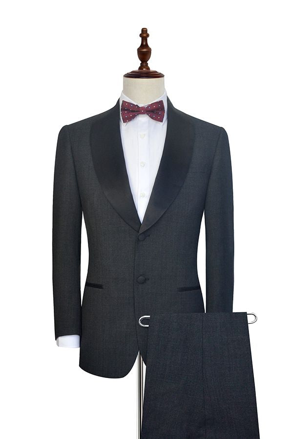 This Well-cut Dark Grey Black Shawl Collar Wedding Tuxedos, Two Buttons Wedding Suits for Men at Ballbella comes in all sizes for prom, wedding and business. Shop an amazing selection of Shawl Lapel Single Breasted Black mens suits in cheap price.