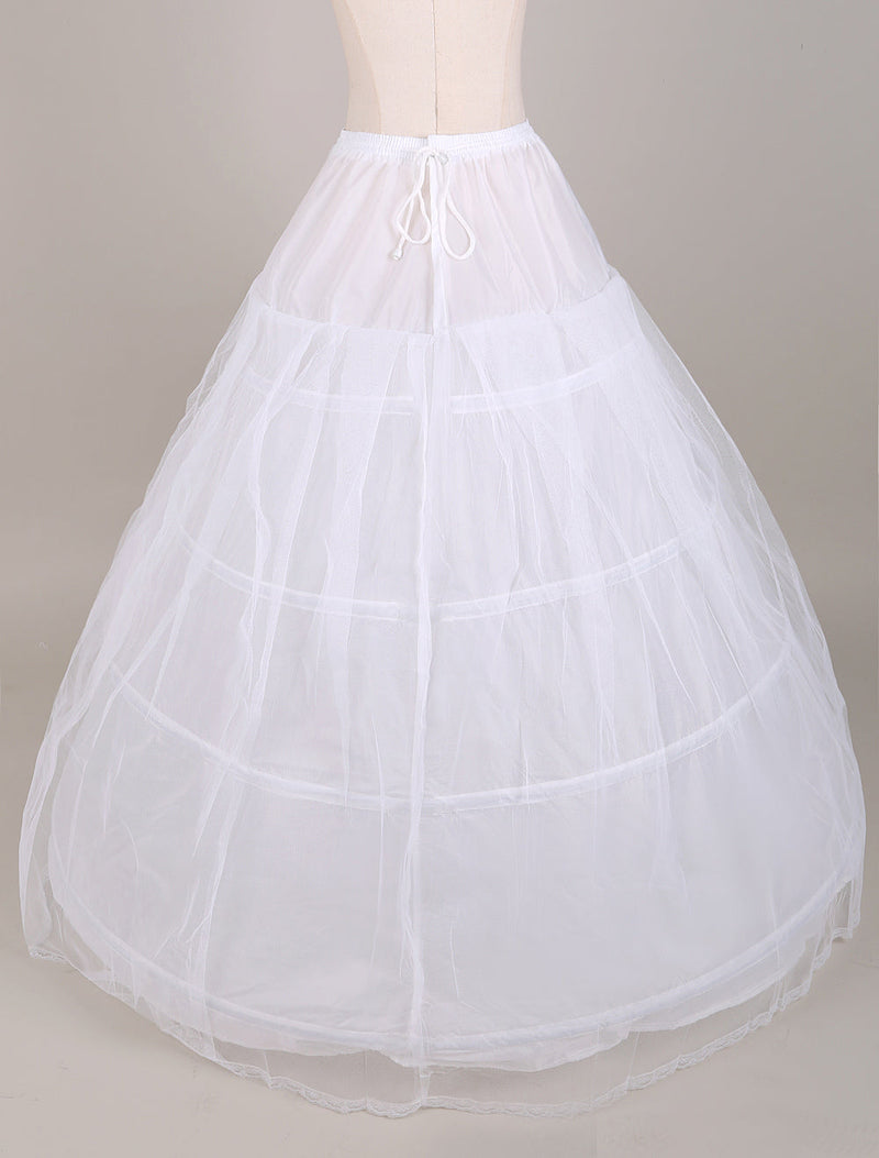 White Ball Gown Style Bridal Petticoat with Drawstring Waist-Ballbella