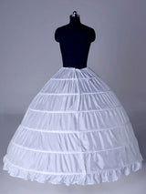 White Long White Full Gown 6 Hoop Bridal Crinoline Slip Wedding Petticoat-Ballbella