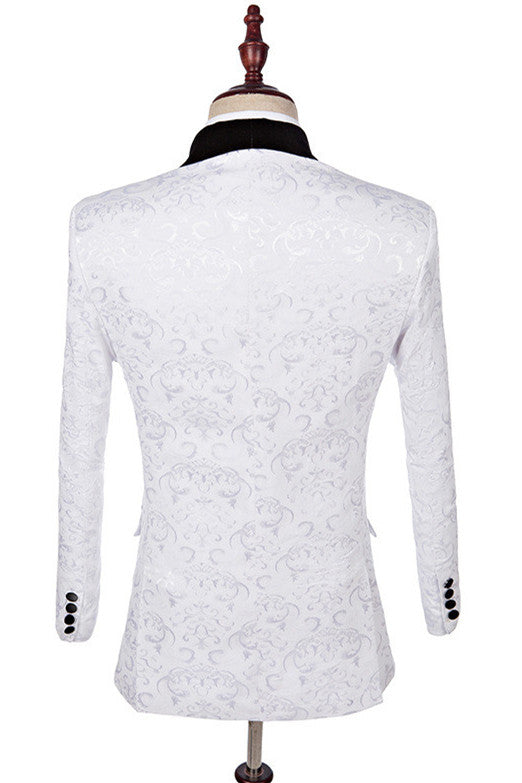 Discover White Three Pieces Fashion Jacquard Shawl Lapel Wedding Suits with ballbella. Shop for a range of White Shawl Lapel Men Suits for every occasion with rush order service in cheap price.