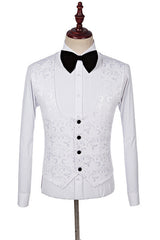 Discover White Three Pieces Fashion Jacquard Shawl Lapel Wedding Suits with ballbella. Shop for a range of White Shawl Lapel Men Suits for every occasion with rush order service in cheap price.