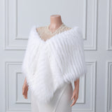 White V-neck Neckline Shawl Winter Wedding Shawl-Ballbella