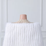 White V-neck Neckline Shawl Winter Wedding Shawl-Ballbella