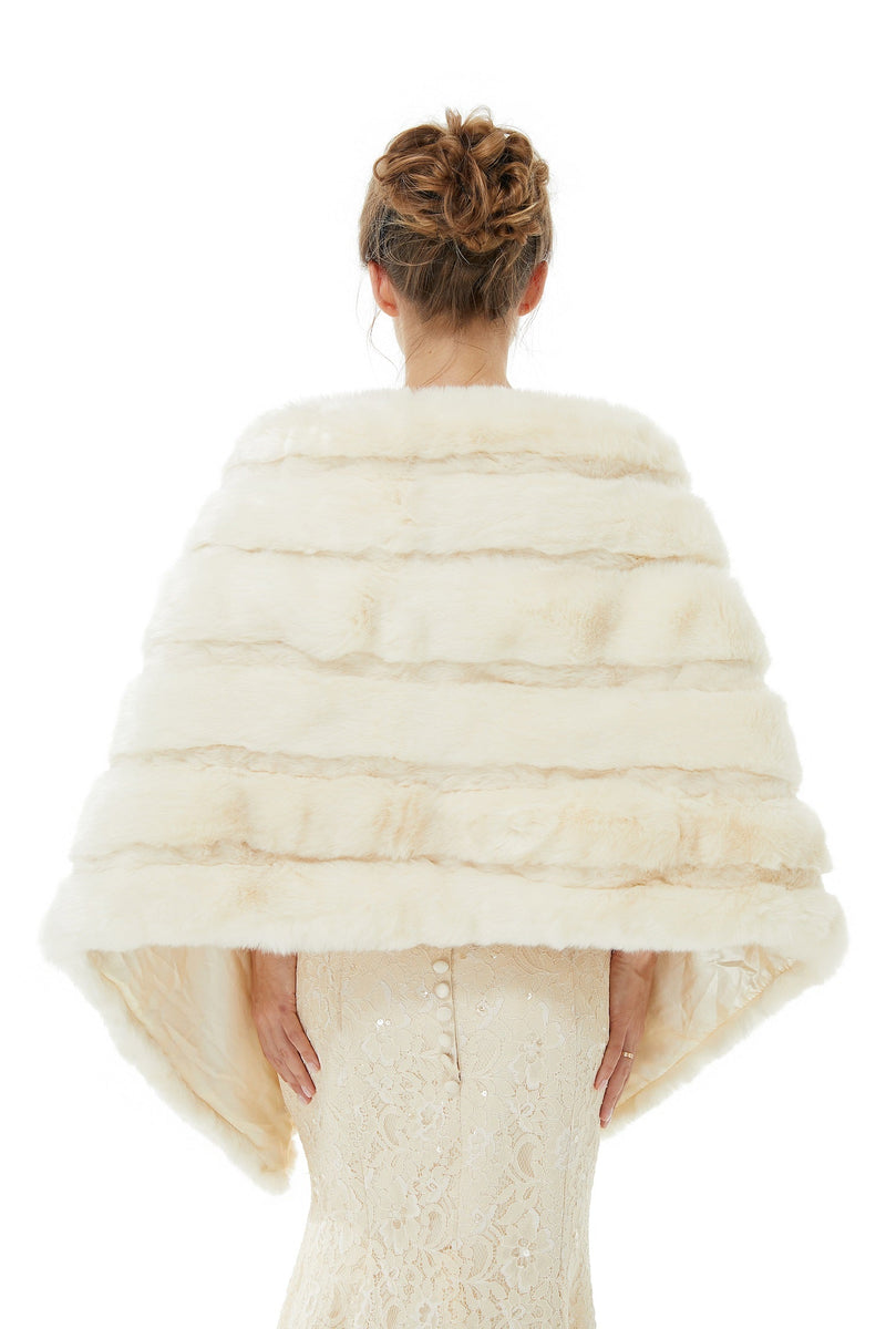 Winter Faux Fur Wedding White Bridal Wrap-Ballbella