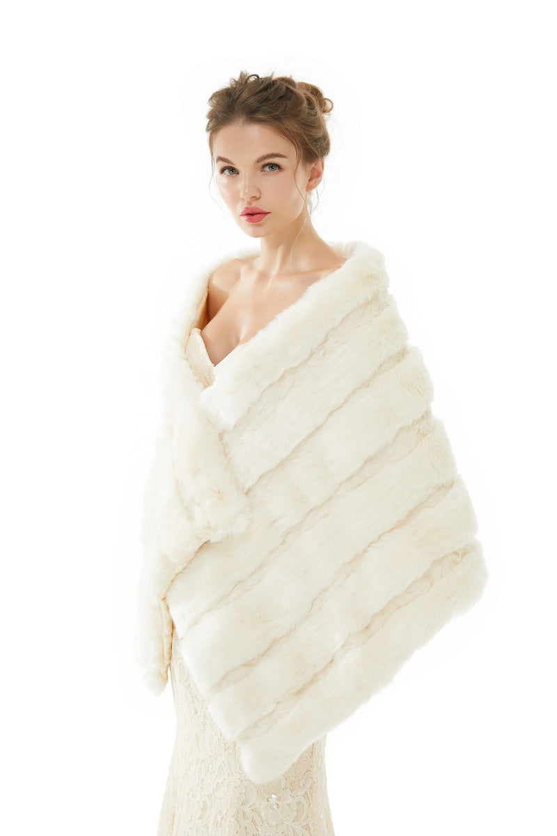 Winter Faux Fur Wedding White Bridal Wrap-Ballbella