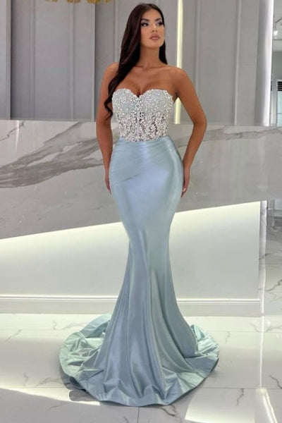 Royal Blue Long Velvet Beading Sleeveless Mermaid Prom Dresses – Ballbella