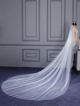 Ivory Cut Edge One Tier Waterfall Cathedral Wedding Veil For Brides-Ballbella