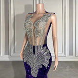 Sequined Sleeveless Mermaid Prom Dress with Beadings